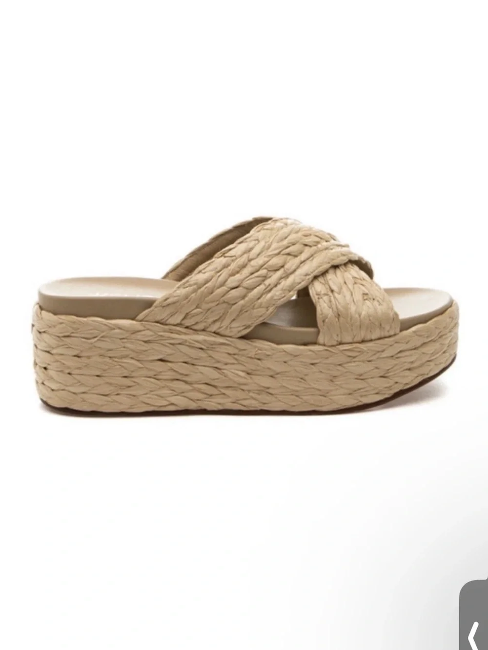 J Slides Quiver  Raffia neutral wedge platform slip on 6.5